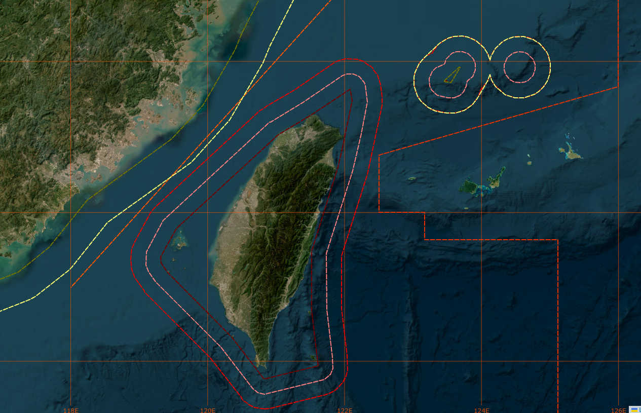 C-Plan 2 圖層勾選範例：台灣周邊海域界線